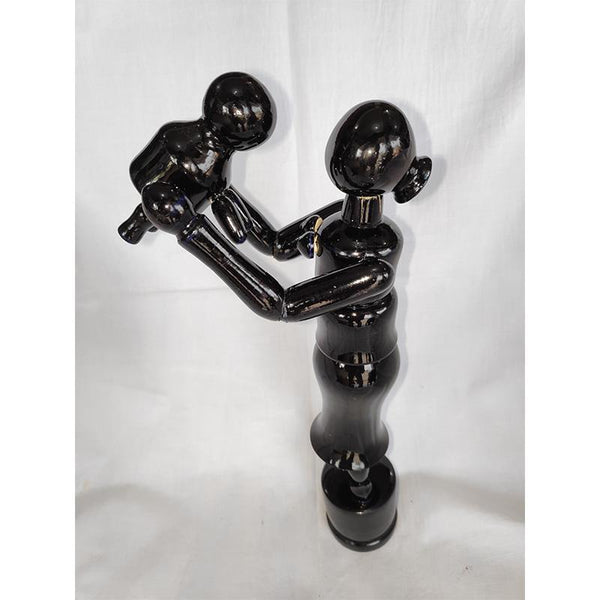 Wooden Mother and Child Standing Figurine Crafted by Etikoppaka Artisans