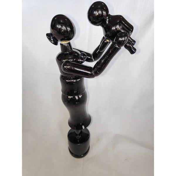 Wooden Mother and Child Standing Figurine Crafted by Etikoppaka Artisans