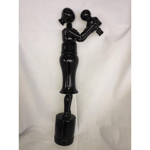 Mother and Child Wood Carving with Black Lacquer Crafted by Etikoppaka Artisans