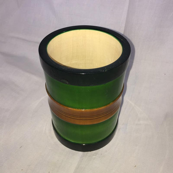 Wooden Pen Stands Carved by Etikoppaka Artisans - Green and Brown (Set of 2)
