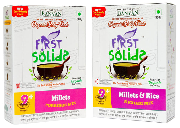 First Solids Organic Millets Porridge & Millets Rice Kichadi Combo Pack of 2 (9-24 Months)