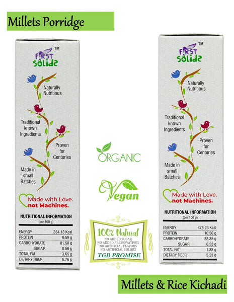 First Solids Organic Millets Porridge & Millets Rice Kichadi Combo Pack of 2 (9-24 Months)