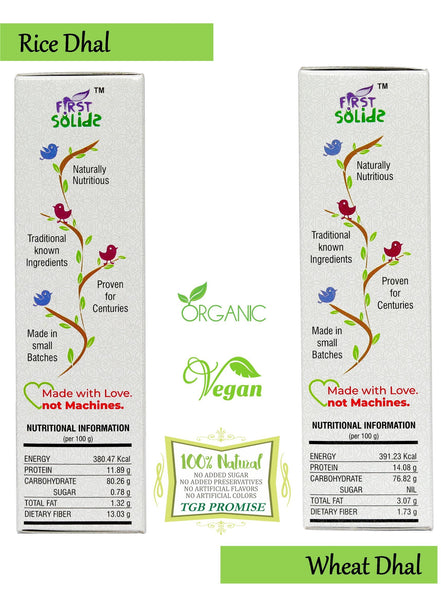 First Solids Organic Baby Porridge - Rice Dhal & Wheat Dhal Combo Pack of 2 (7-24 Months)