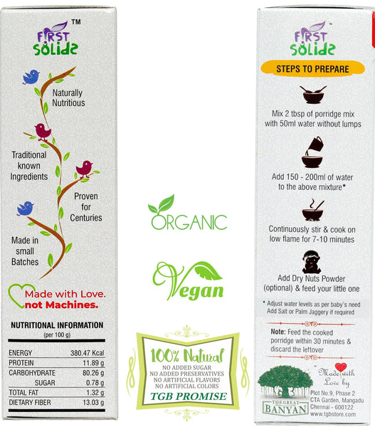 First Solids Organic Baby Porridge - Rice Dhal (7-24 Months)