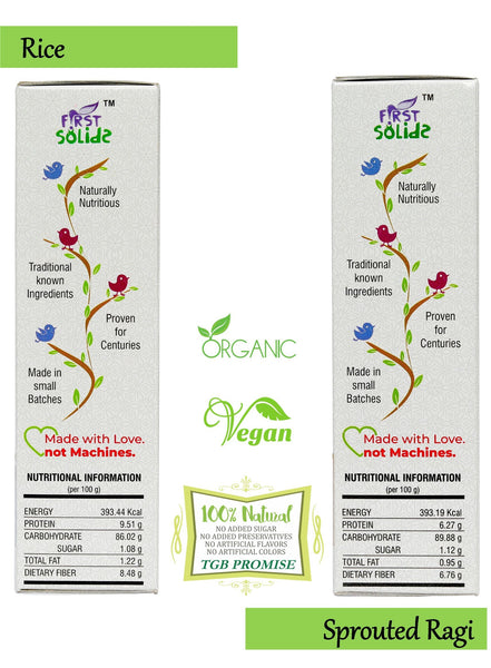 First Solids Organic Baby Porridge - Sprouted Ragi & Rice Combo Pack of 2 (6-24 Months)