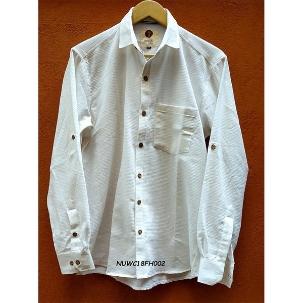 Full Sleeve White Shirt (Checked) Handcrafted by Traditional Weaversof Chennimalai village