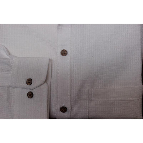 Full Sleeve White Shirt (Checked) Handcrafted by Traditional Weaversof Chennimalai village