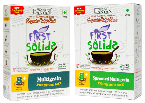 First Solids Organic Baby Porridge - Multigrain & Sprouted Multigrain Combo Pack of 2 (8-24 Months)