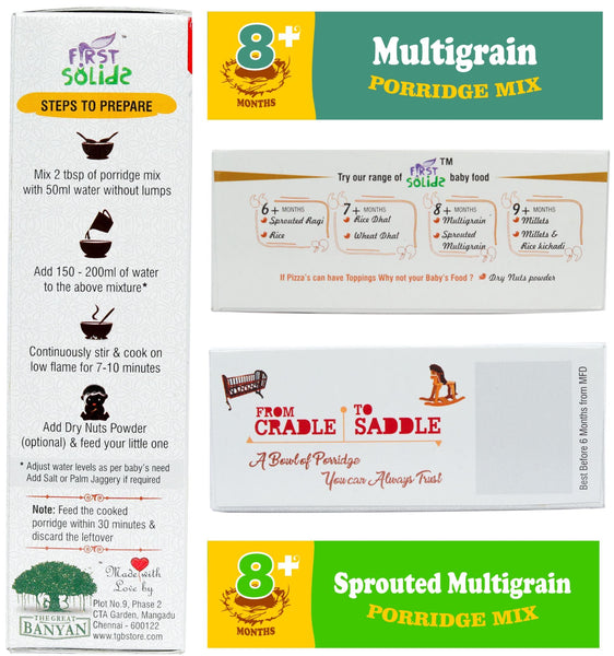 First Solids Organic Baby Porridge - Multigrain & Sprouted Multigrain Combo Pack of 2 (8-24 Months)