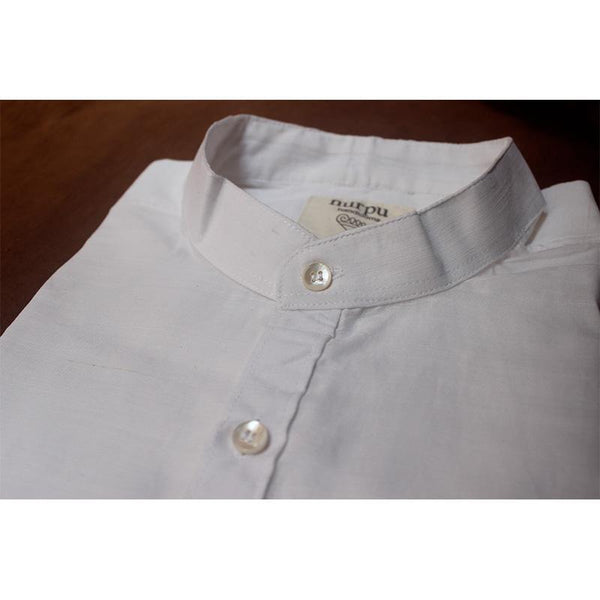 Full Sleeve White Shirt (Plain) Handcrafted by Traditional Weavers of Chennimalai village, TN