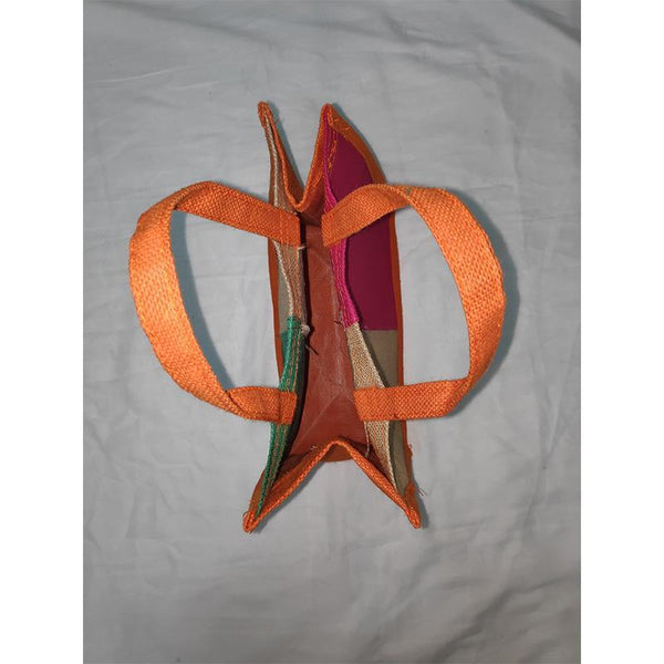 Jute Gift Bag - Dark Pink and Cream from Agiripalli, Andhra Pradesh
