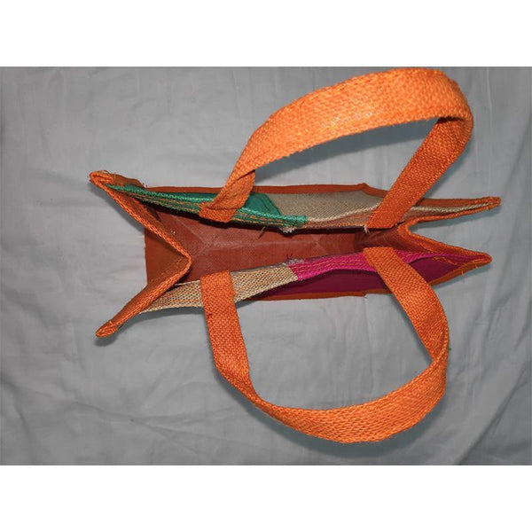 Jute Gift Bag - Dark Pink and Cream from Agiripalli, Andhra Pradesh