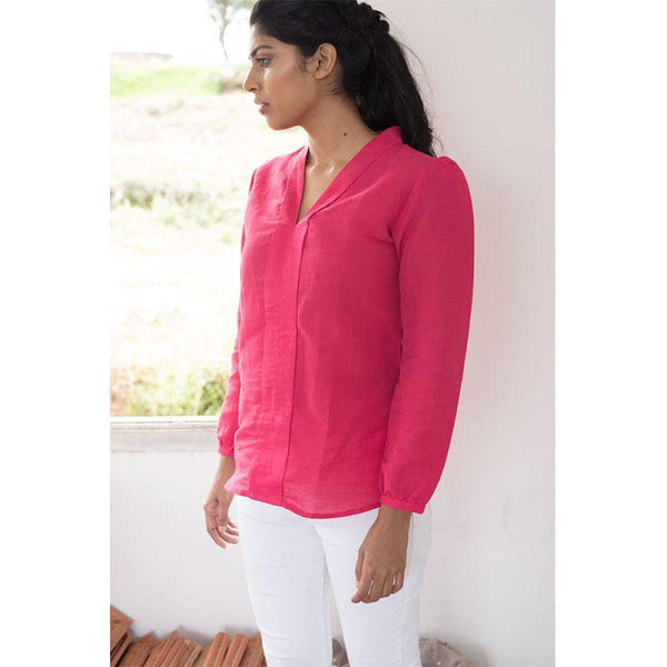 Handwoven Cotton Women's Top - Gemma Pink