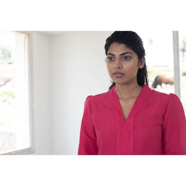 Handwoven Cotton Women's Top - Gemma Pink