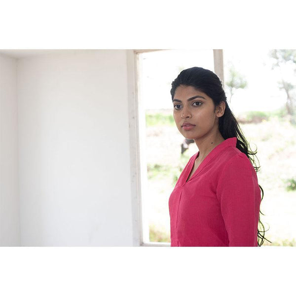 Handwoven Cotton Women's Top - Gemma Pink