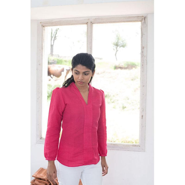 Handwoven Cotton Women's Top - Gemma Pink