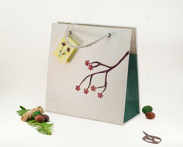 Floral Recycled Paper Gift Bag Handmade by Women Artisans