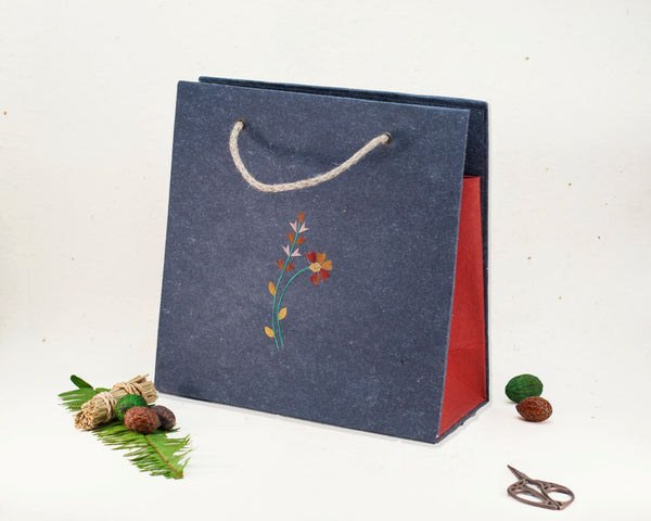 Floral Recycled Paper Gift Bag Handmade by Women Artisans