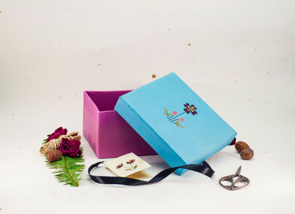 Pink/ Blue Small Floral Giftbox Handmade by Women Artisans