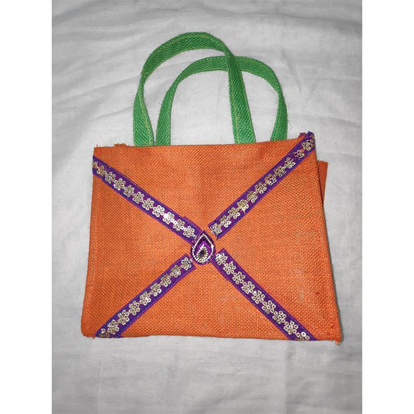 Jute Gift Bag -Orange from Agiripalli, Andhra Pradesh