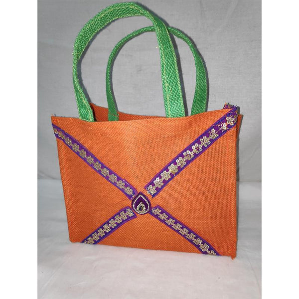 Jute Gift Bag -Orange from Agiripalli, Andhra Pradesh