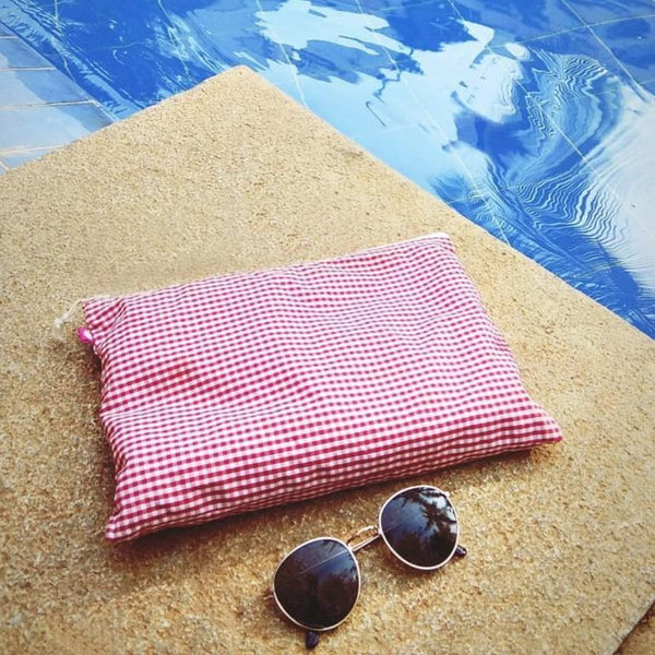 Pink Checkered Pouches (Set of 2), (Fair Trade, Low  wastage )