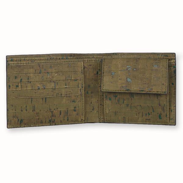 Cork Fabric Men's Coin Wallet - Olive
