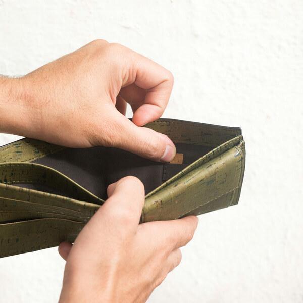 Cork Fabric Men's Coin Wallet - Olive