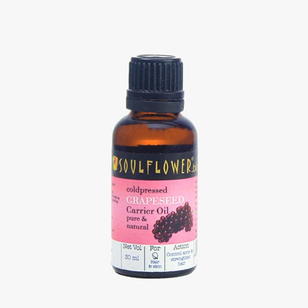Soulflower Grapeseed Oil for Skincare and Acne, 30ml
