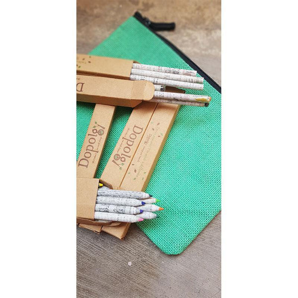 Green Dopo Set Jumbo - Assorted Pencils made from recycled newspaper (6 Packs)