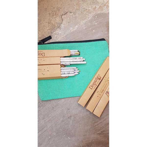 Green Dopo Set Jumbo - Assorted Pencils made from recycled newspaper (6 Packs)