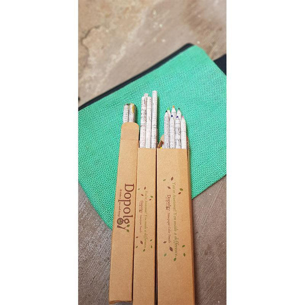 Green Dopo Set Small -  Assorted Pencils made from recycled newspaper (3 packs)