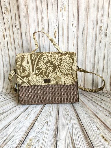 Naturally Dyed Green Kalamkari Jute Bag