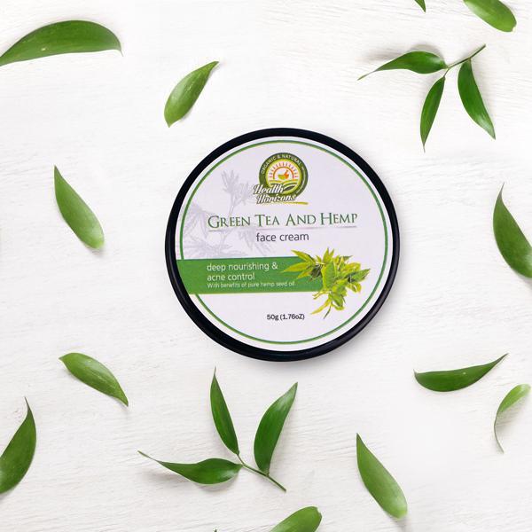 Natural and Vegan Green Tea and Hemp Face Cream, 50g
