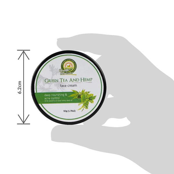 Natural and Vegan Green Tea and Hemp Face Cream, 50g