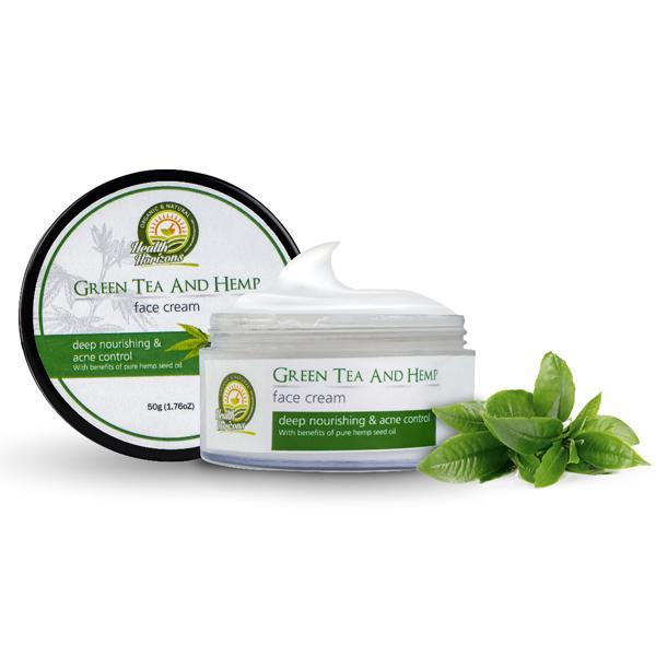 Natural and Vegan Green Tea and Hemp Face Cream, 50g
