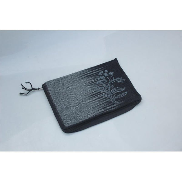 iPad Sleeve Made with Hibiscus Fibre - Grey with Flower Motif