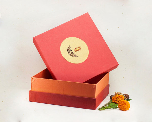 Crimson Hardboard Square Giftbox Handmade by Women Artisans (Empty)