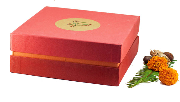 Crimson Hardboard Square Giftbox Handmade by Women Artisans (Empty)