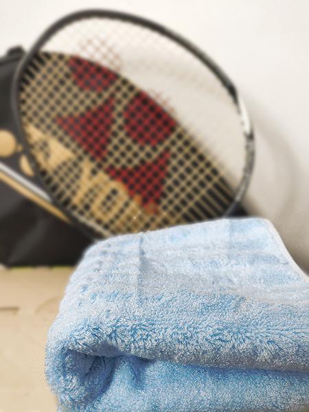 Ultra Soft, Absorbent and Anti-Microbial 600 GSM Sports/Gym Hand Towel, Set of 2 - Sky Blue
