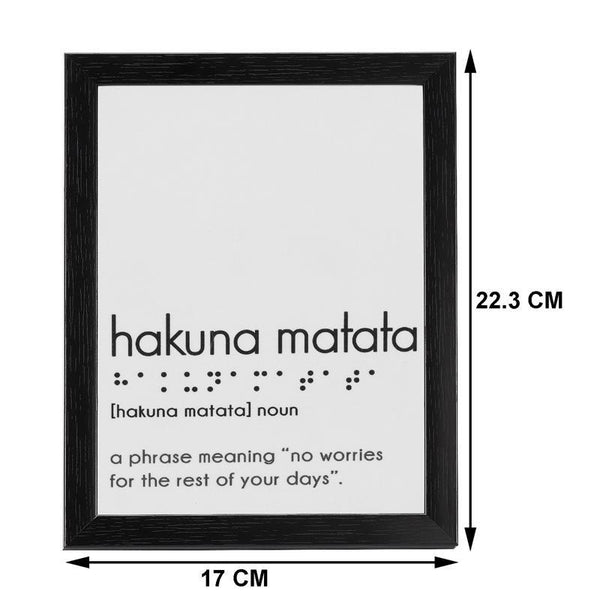 Hakuna  matata table-top  frame with Braille alphabets