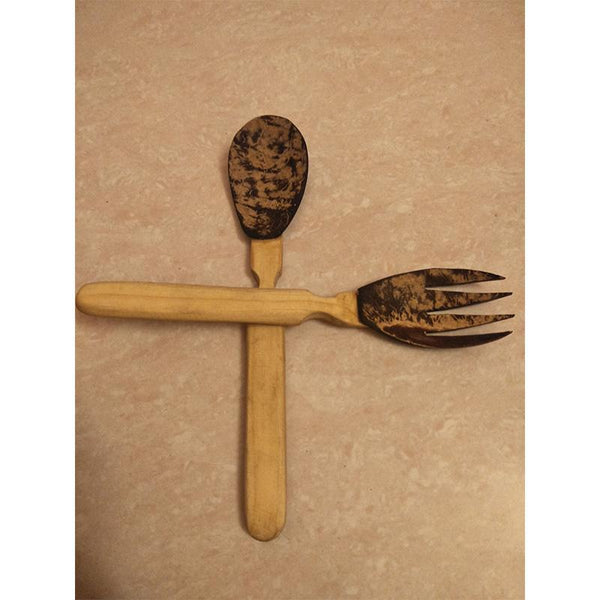 Coconut Shell Fork and Spoon Handcrafted by Rural Artisans of Alangulam