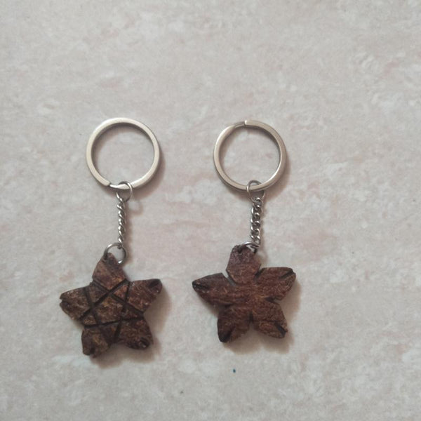 Coconut Shell Key Chain HandCrafted  by Rural Artisans of Alangulam - Star