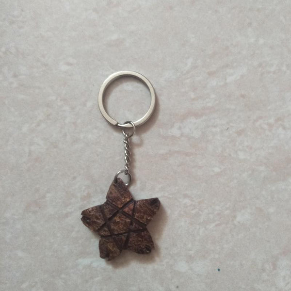 Coconut Shell Key Chain HandCrafted  by Rural Artisans of Alangulam - Star