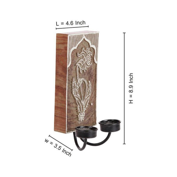 Hand Carved Wooden Wall-Mounted Tealight Holder