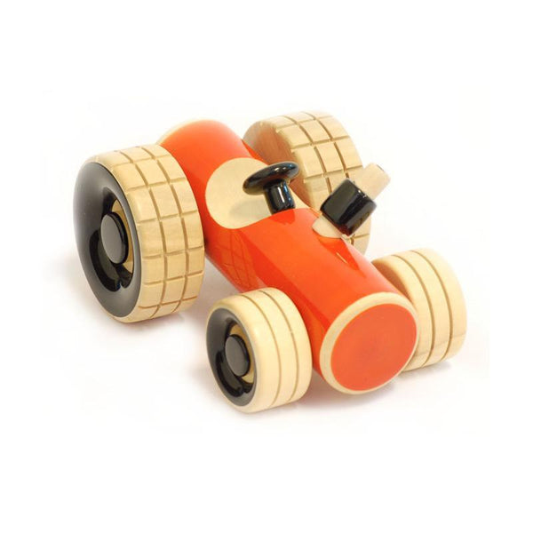 Trako the Tractor - Hand-Crafted Wooden Push Toy  (Orange)
