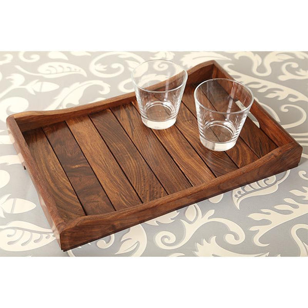 Handcrafted Serving Tray in Sheesham Wood Created by Traditional Artisans