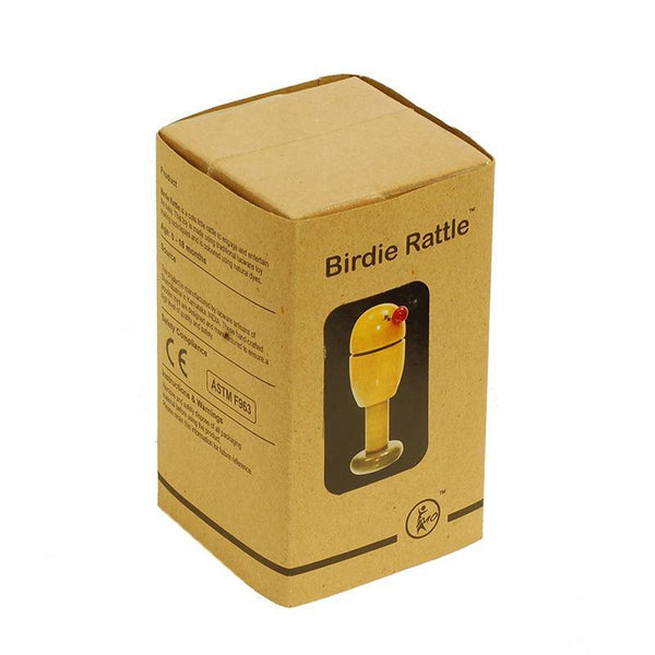 Hand-Crafted Wooden Birdie Rattle Toy (Yellow)