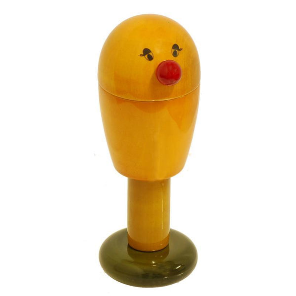 Hand-Crafted Wooden Birdie Rattle Toy (Yellow)