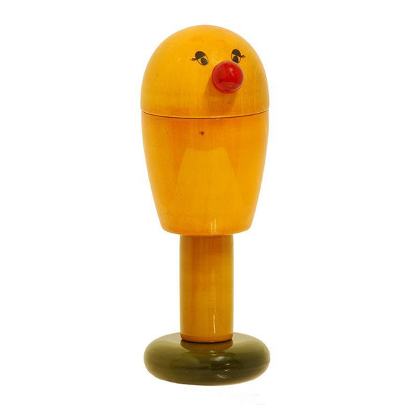Hand-Crafted Wooden Birdie Rattle Toy (Yellow)